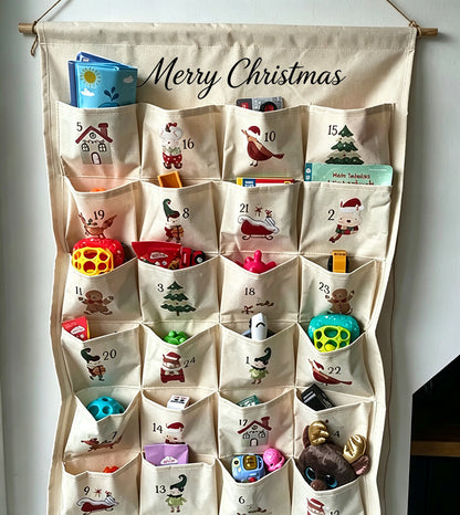 Weihnachts-Adventskalender aus Stoff zum Aufhängen