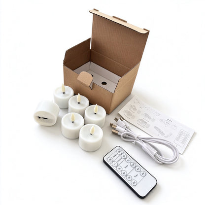 Wiederaufladbares LED-Teelicht-Set mit Ladestation