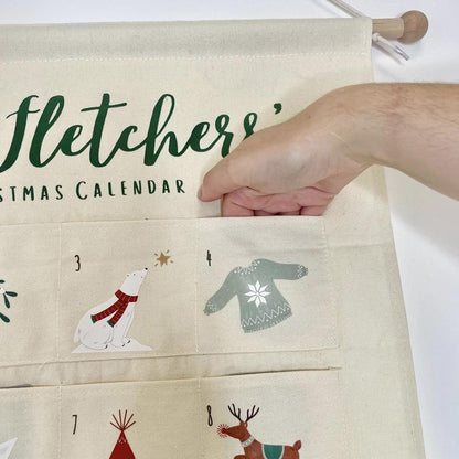Personalisierbarer Adventskalender aus Stoff, 24 Taschen