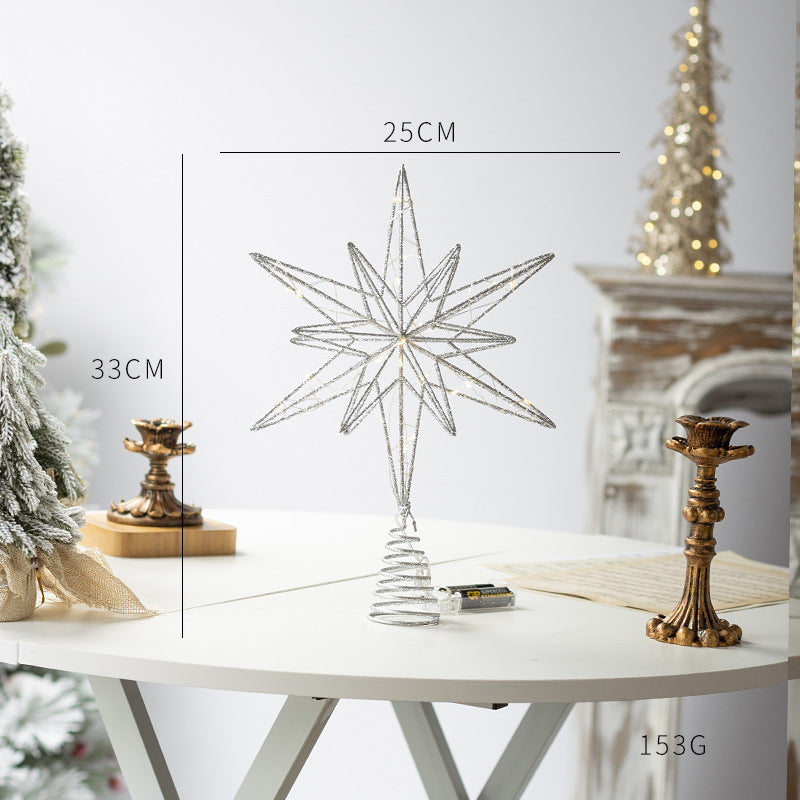 Beleuchteter Weihnachtsbaum-Spitzenstern aus Eisen