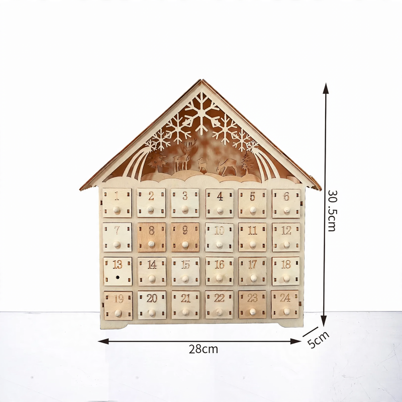 Beleuchteter Holz-Adventskalender mit LED