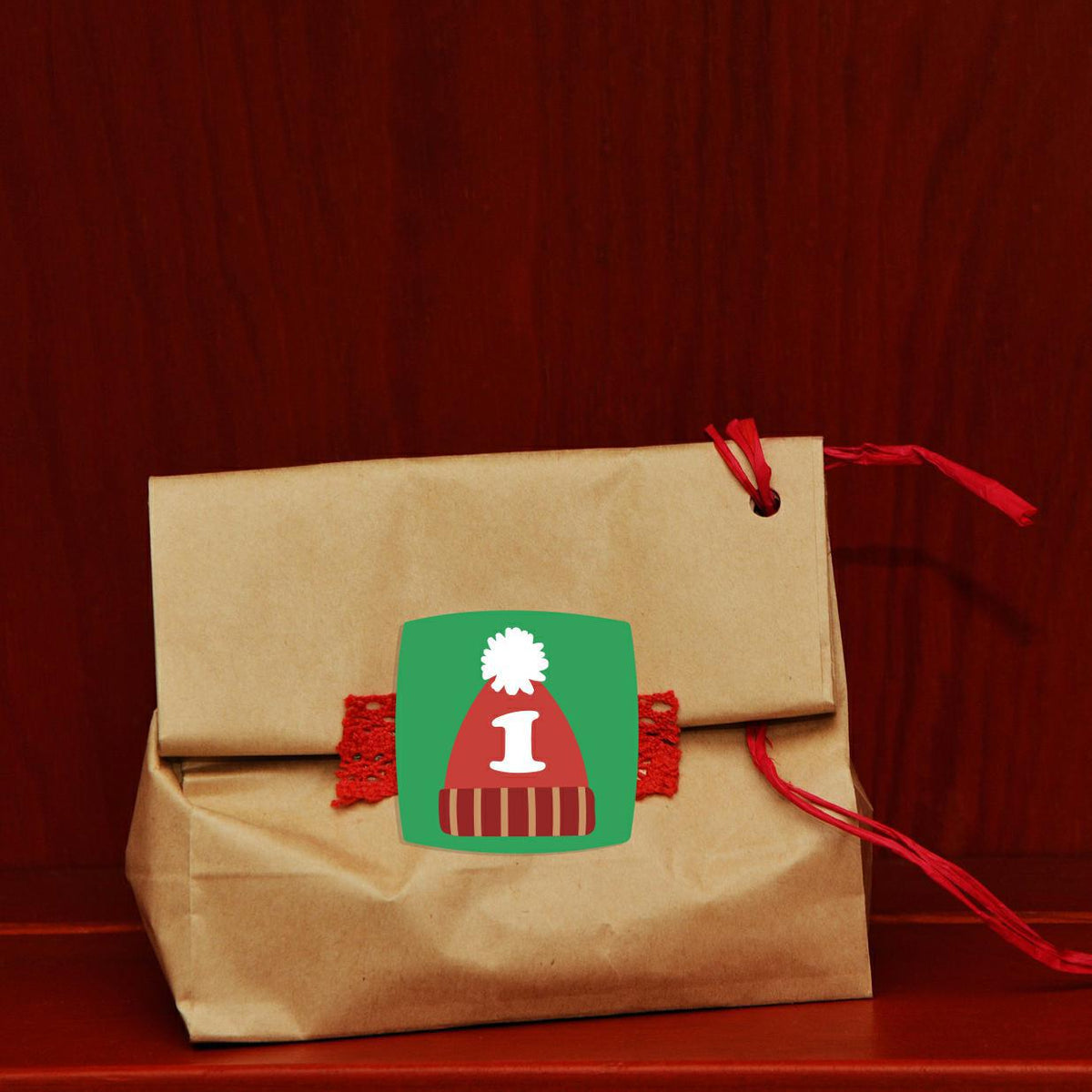 Weihnachts-Adventskalender-Aufkleber, 24er-Set