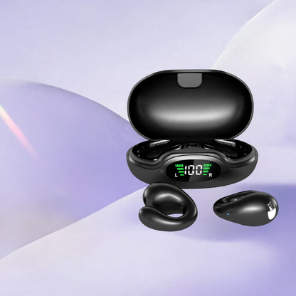 Bluetooth-Ohrhörer mit Clip-Befestigung und Anzeige