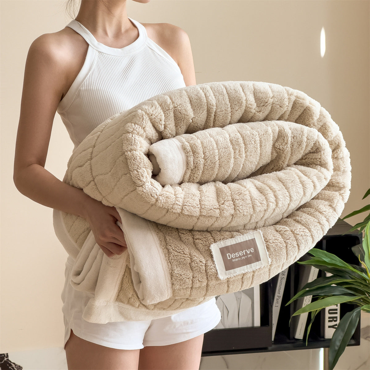Korallenfleece-Decke, einfarbig, vielseitig