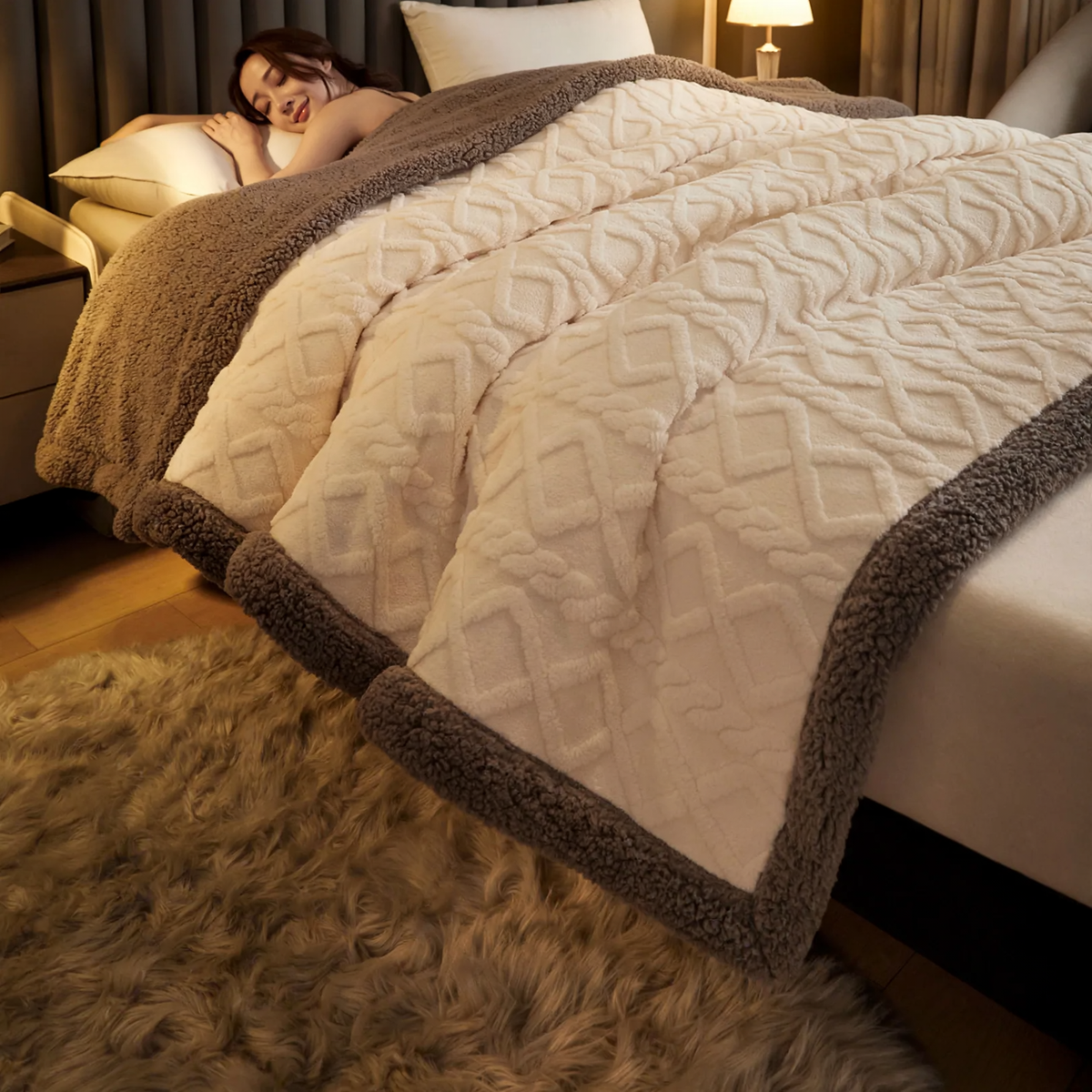 Flauschige Flanell-Wohndecke, gestreift, verschiedene Größen
