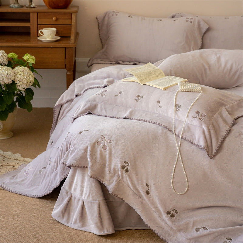 Luxuriöses Milchfaser-Fleece Bettwäsche-Set, warm und weich