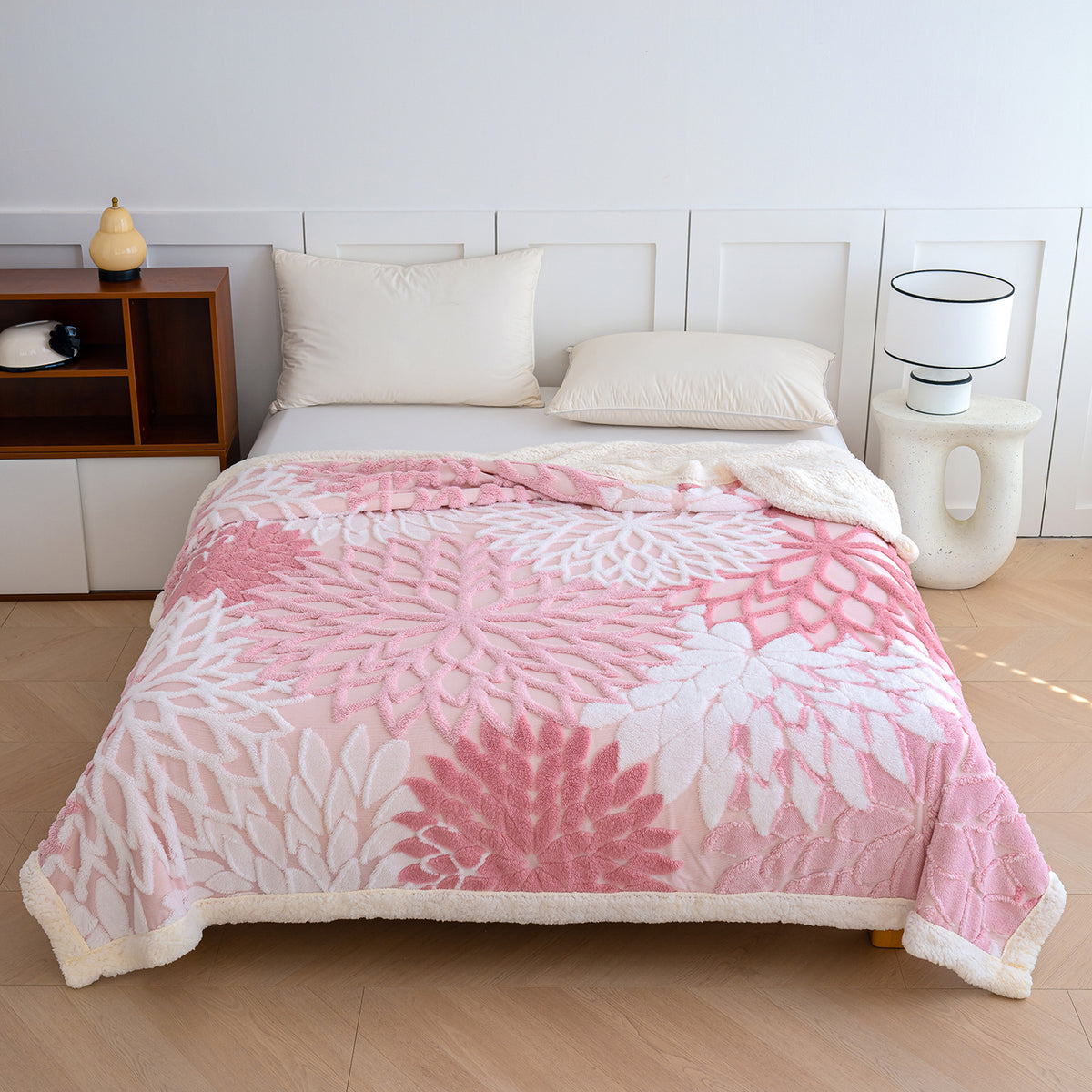 Warme Doppel-Kuscheldecke mit Lammfleece-Imitat