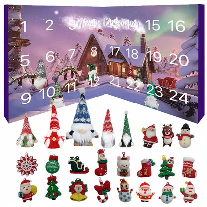 Weihnachts-Adventskalender mit Wichtel-Figuren