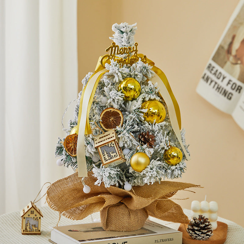 Beflockter Mini-Weihnachtsbaum, festliche Tischdekoration