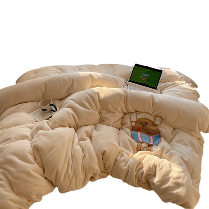 Milchfaser-Fleece Bettwäsche-Set, Cartoon-Design, warm