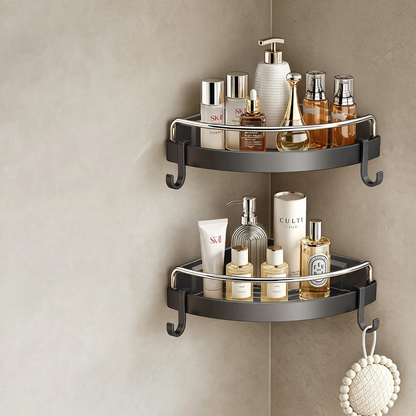 Dreieck-Eckregal für Badezimmer, Kunststoff und Aluminium