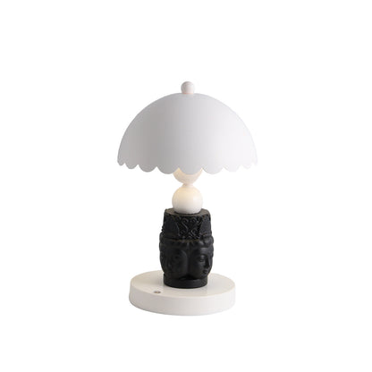 Facettierte Buddha-Tischlampe, Schwarz-Weiß