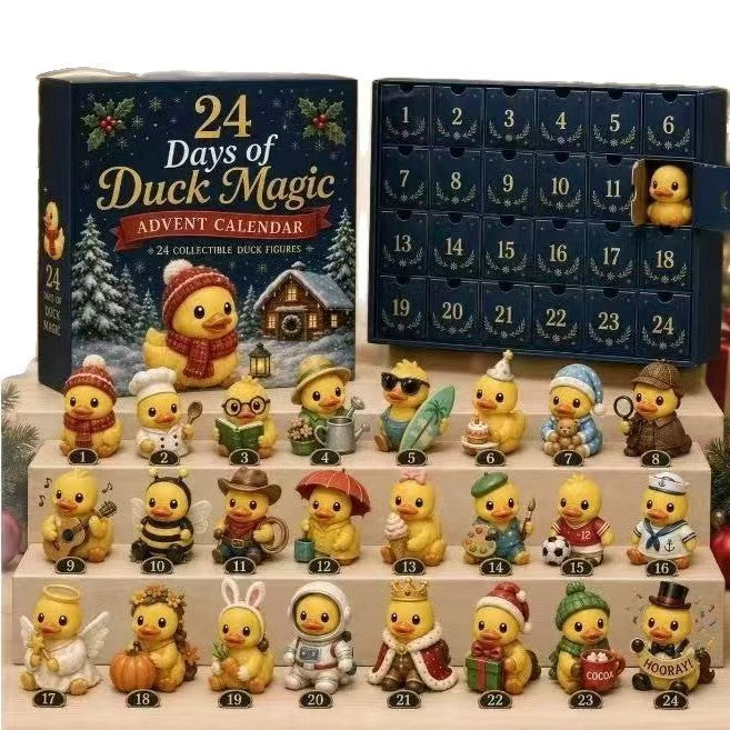 Weihnachts-Adventskalender mit 24 Enten-Figuren
