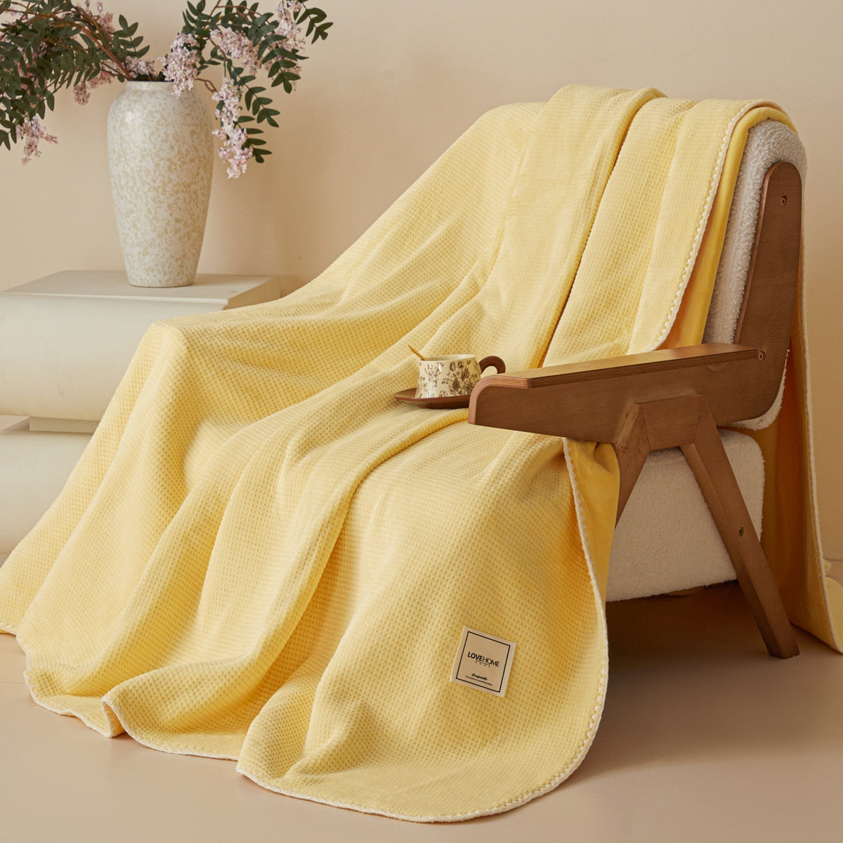 Waffel-Wohndecke aus Milchfaser-Fleece