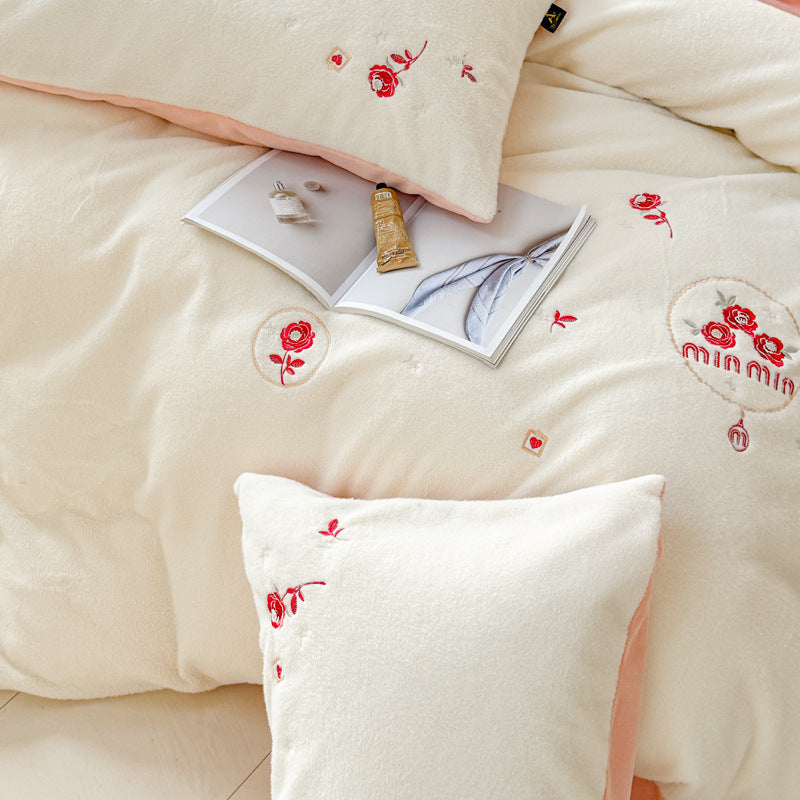 Milchfaser-Fleece Bettwäsche-Set, Cartoon-Design, warm