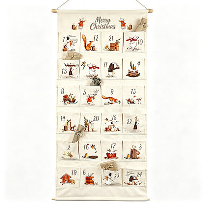Weihnachts-Adventskalender aus Stoff mit 24 Taschen