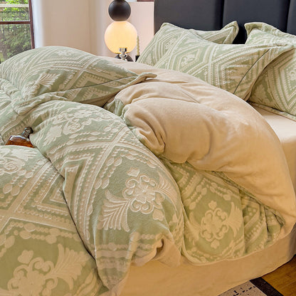 Milchfaser-Fleece Bettwäsche-Set mit 6D-Prägung