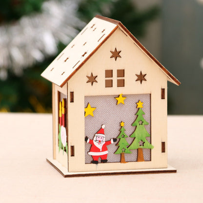 Beleuchtetes Holz-Weihnachtshaus, dekorativ