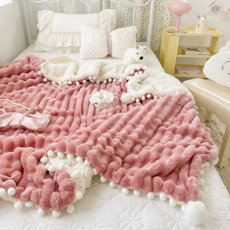 Wärmende Milchfaser-Fleece-Decke mit Lammfleece-Imitat