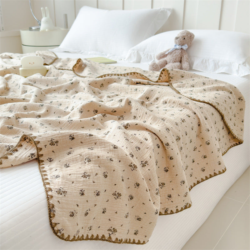 Leichte Sommerdecke aus reiner Baumwolle, Crinkle-Optik