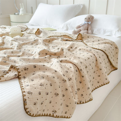Leichte Sommerdecke aus reiner Baumwolle, Crinkle-Optik