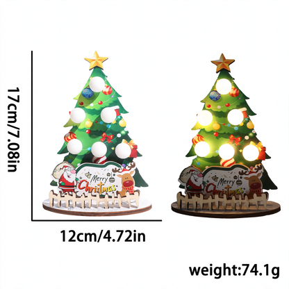Dekorative Holz-Weihnachtsbaum-Tischleuchte mit LED