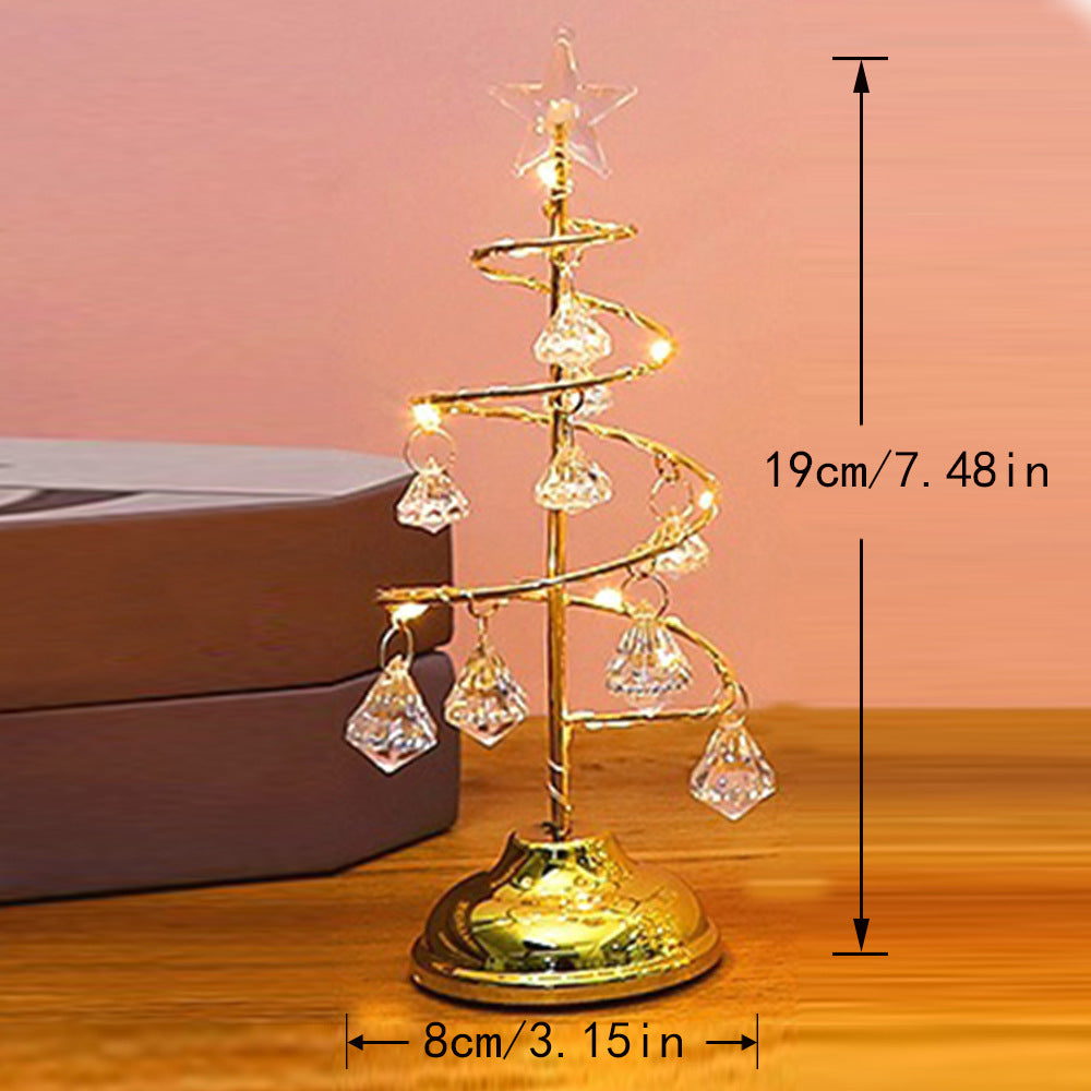 Dekorative LED-Weihnachtsbaum-Tischleuchte aus Metall und Acryl