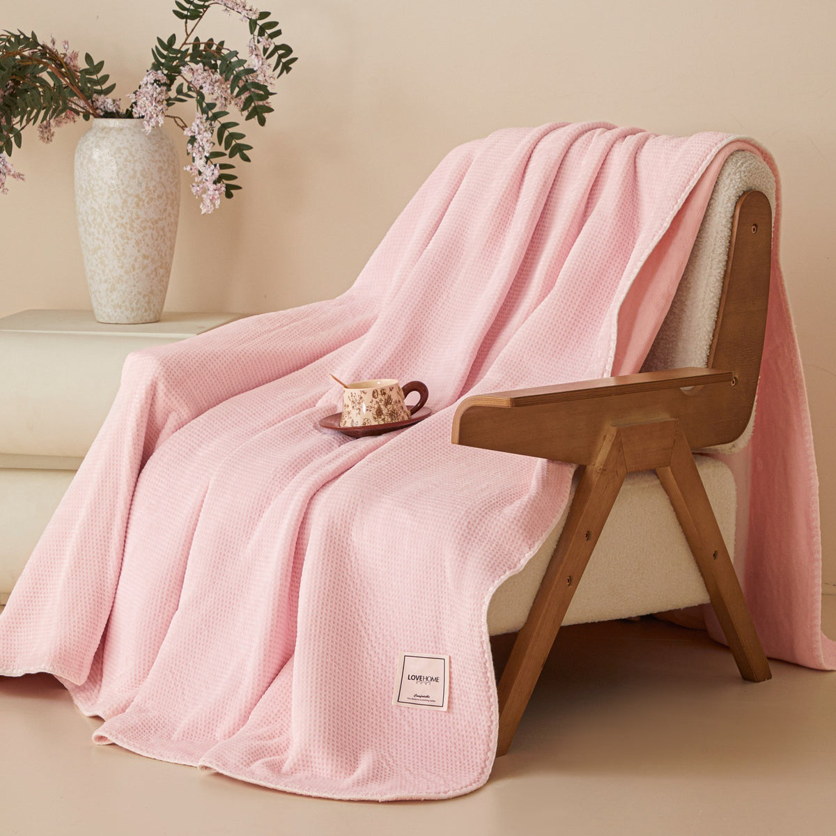 Waffel-Wohndecke aus Milchfaser-Fleece
