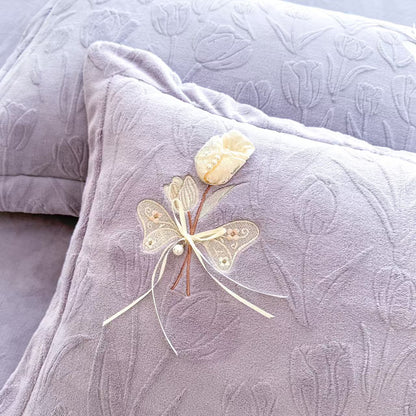 Milchfaser-Fleece Bettwäsche-Set, doppelseitig, 4-teilig