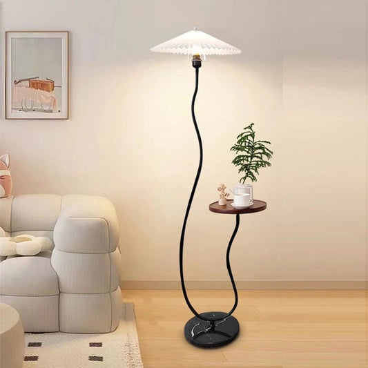Vollspektrum-Stehlampe mit Plissee-Schirm und Wireless Charging