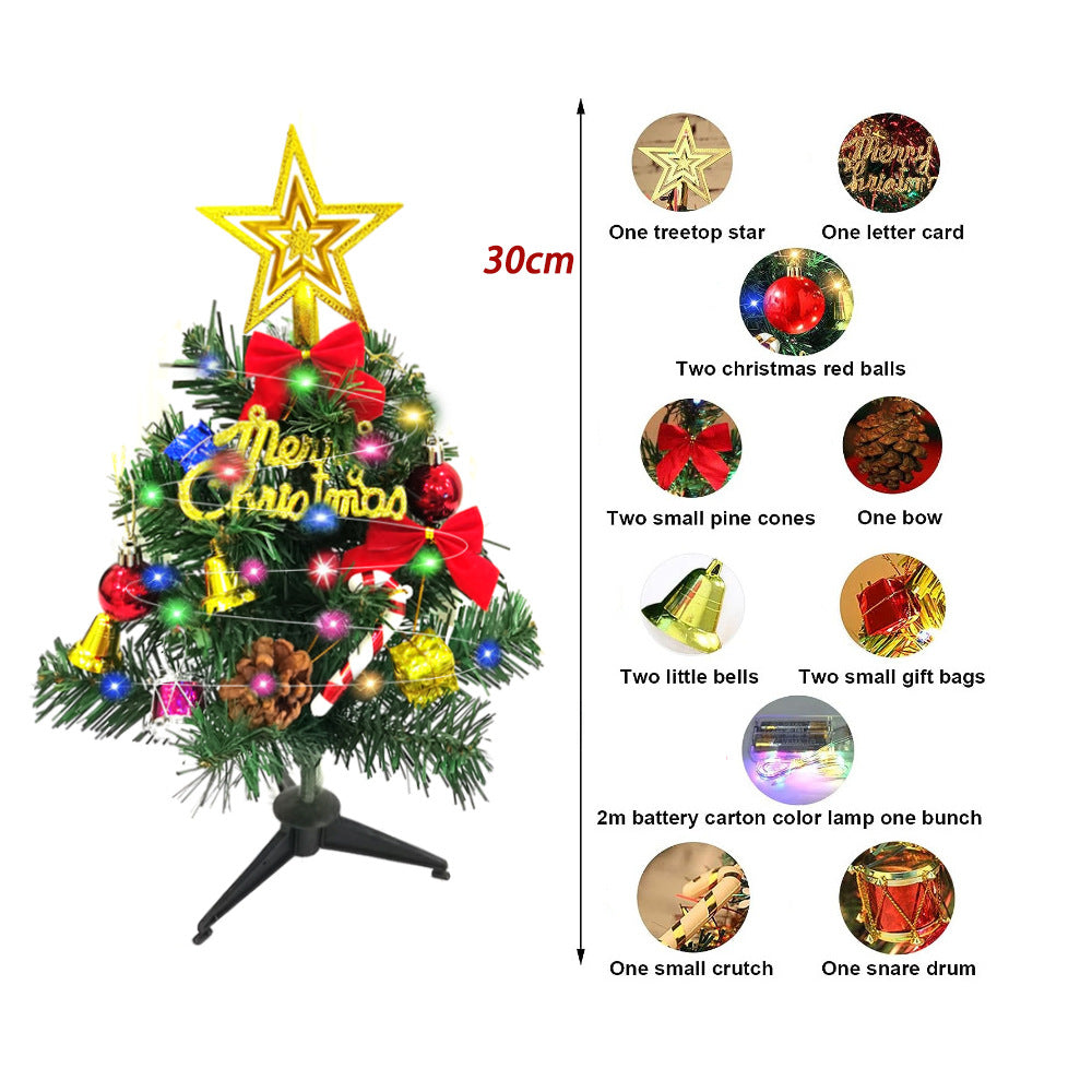 Mini-Weihnachtsbaum-Set mit Beleuchtung und Schmuck