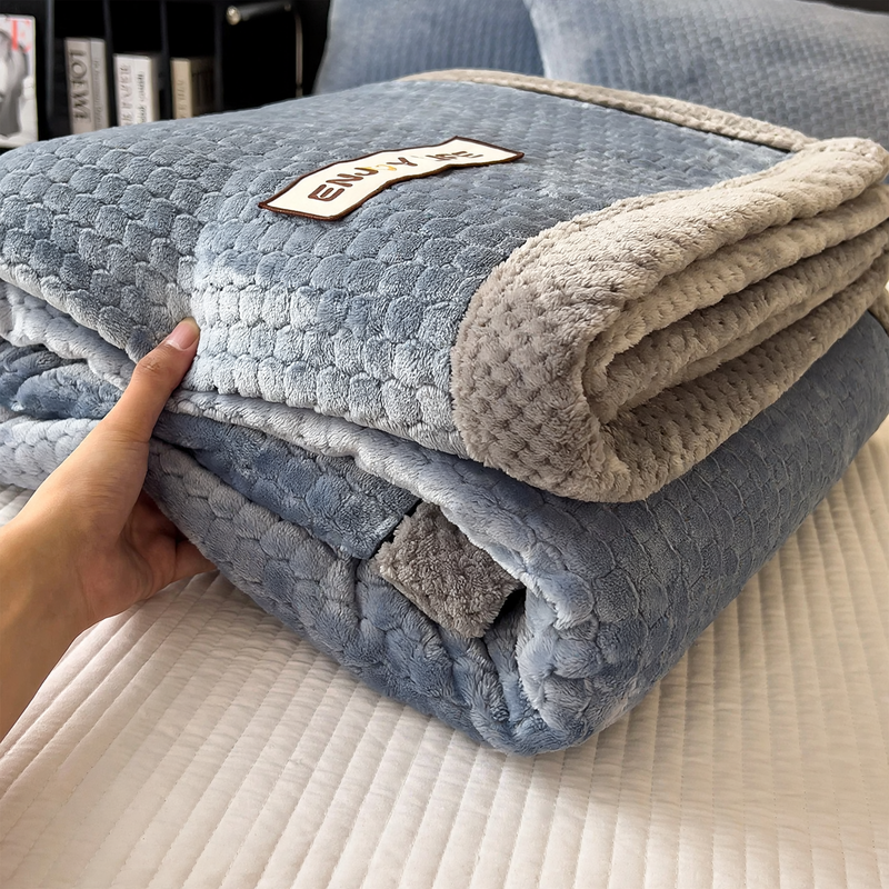 Doppelseitige Milchfaser-Fleece-Decke, warm und flauschig