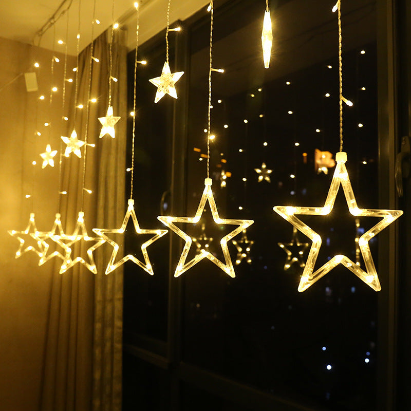 LED-Vorhang-Lichterkette mit Sternen