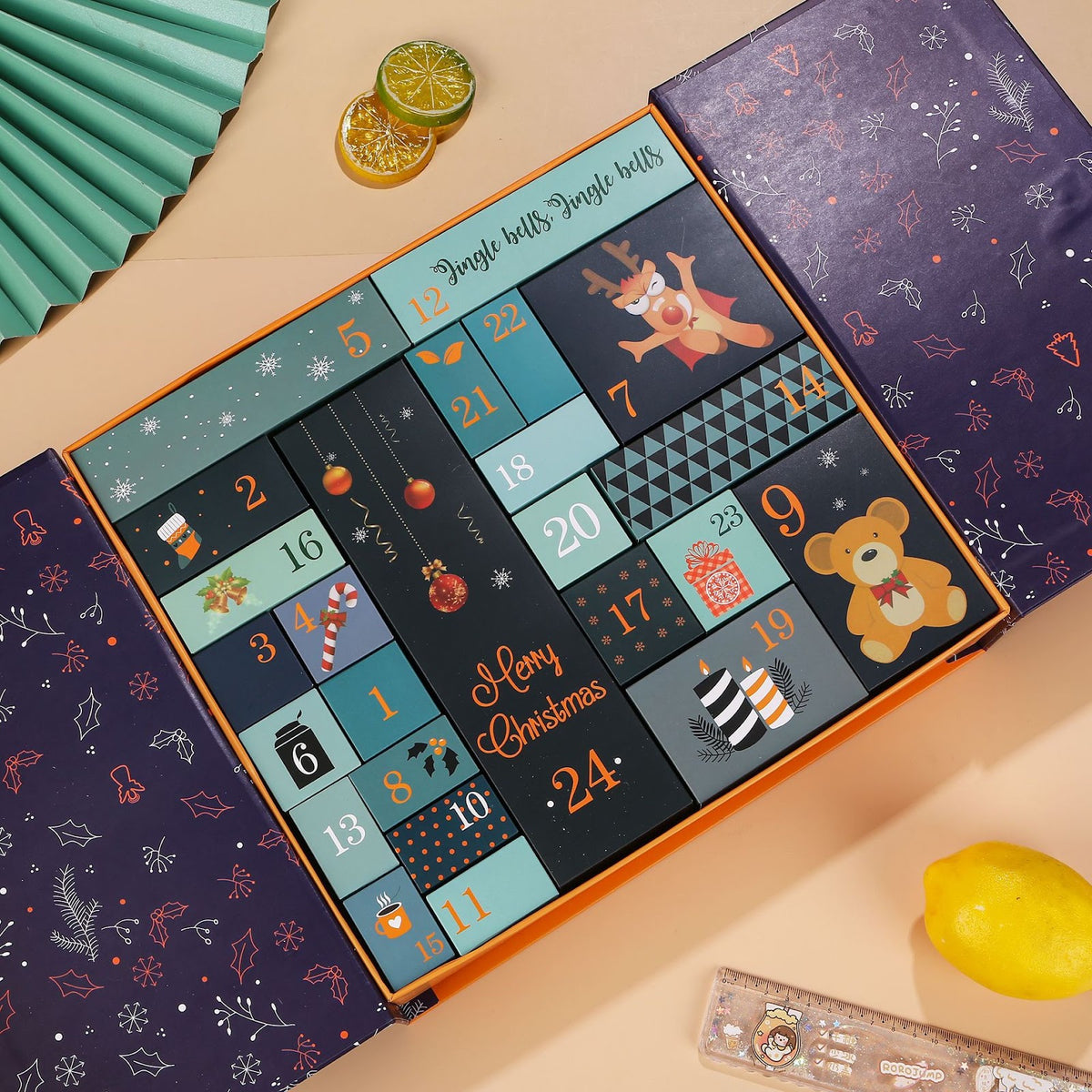 Leere Adventskalender-Geschenkboxen, 24 Fächer
