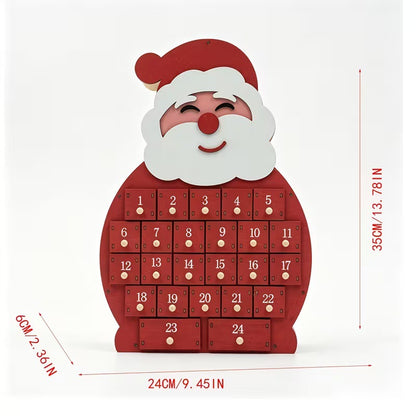 Weihnachts-Adventskalender aus Holz mit Schneemann-Motiv