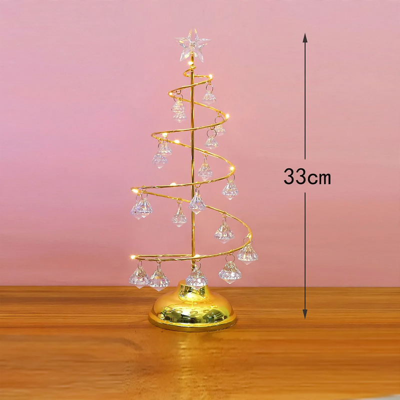 Dekorative LED-Weihnachtsbaum-Tischleuchte aus Metall und Acryl