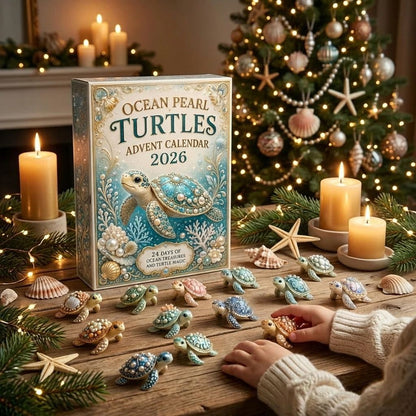 Adventskalender mit Schildkröten-Motiv und Acryl-Dekor