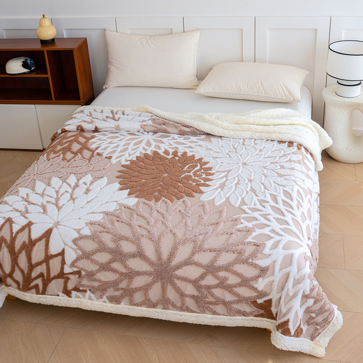 Warme Doppel-Kuscheldecke mit Lammfleece-Imitat