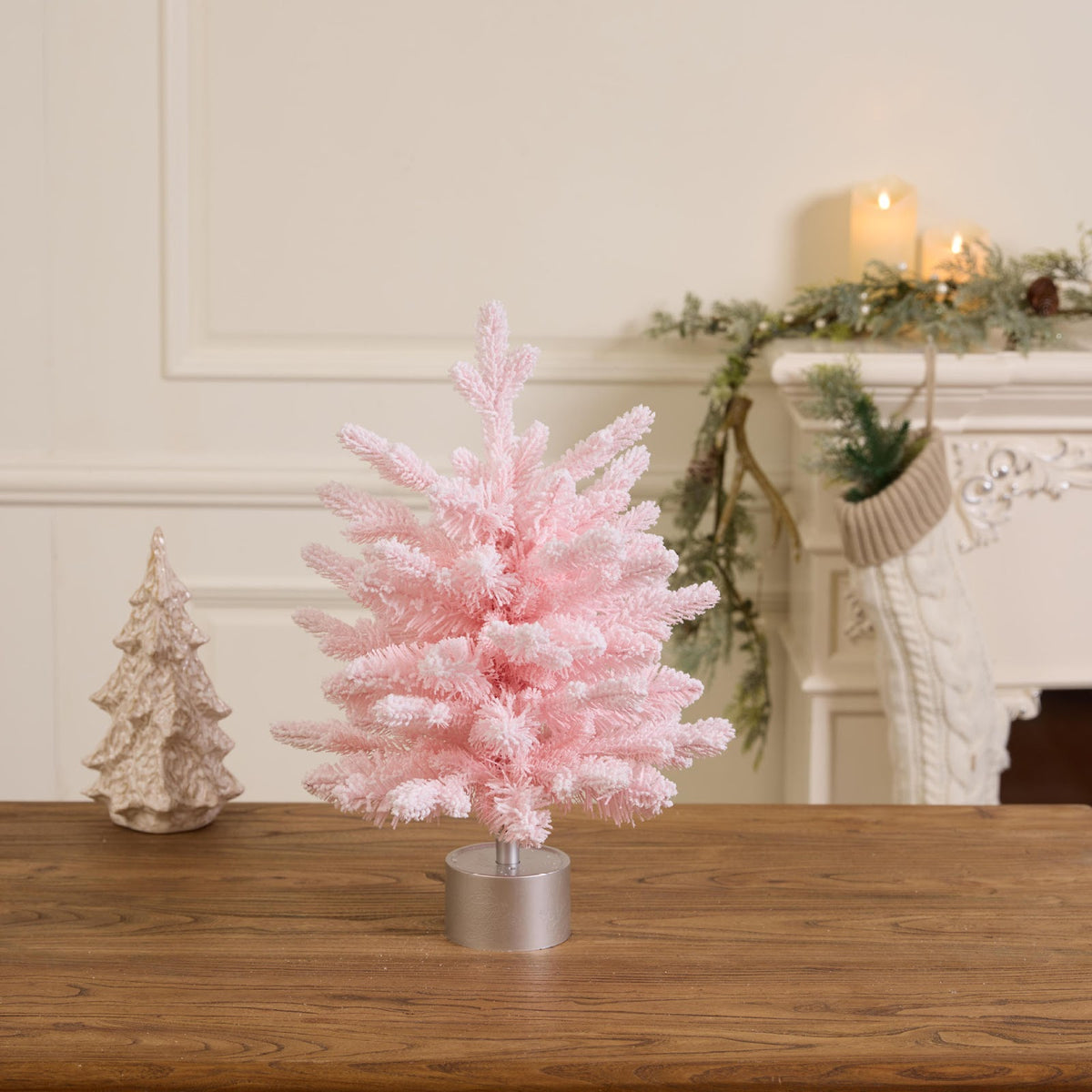Dekorative Weihnachtsbaum-Spieluhr, 45 cm, mit Schnee-Effekt