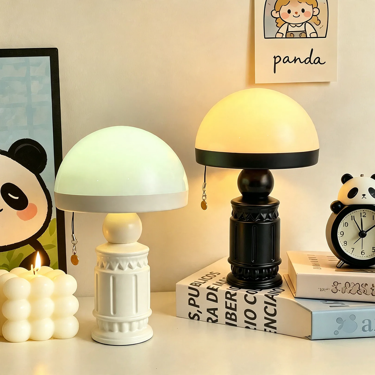 Vintage Säulenlampe mit Reliefmuster