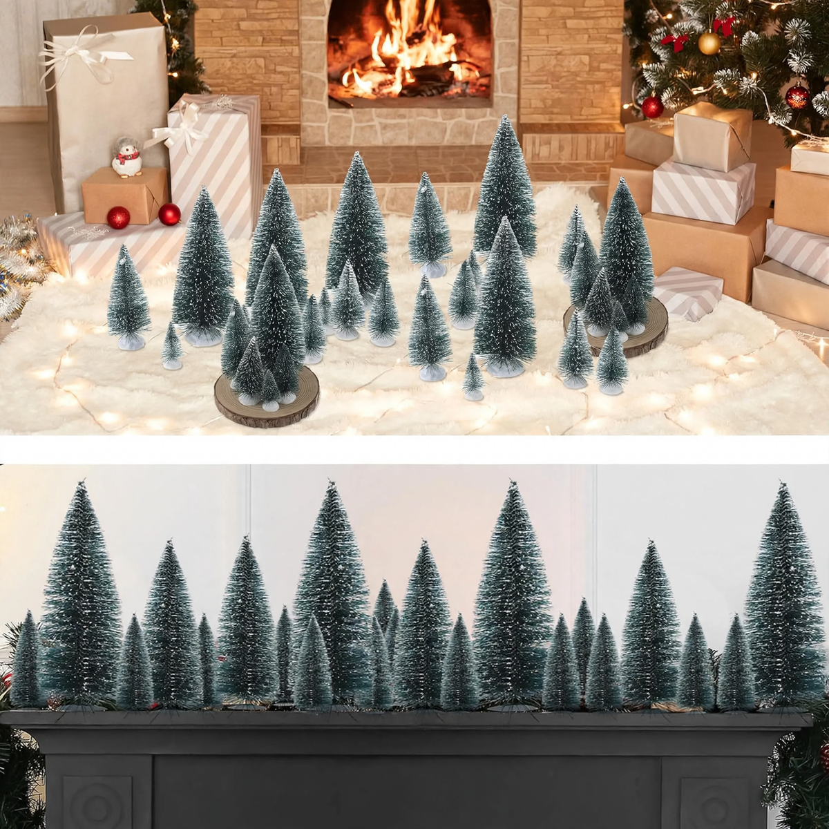 Mini-Weihnachtsbaum mit Schnee-Effekt für Tischdekoration