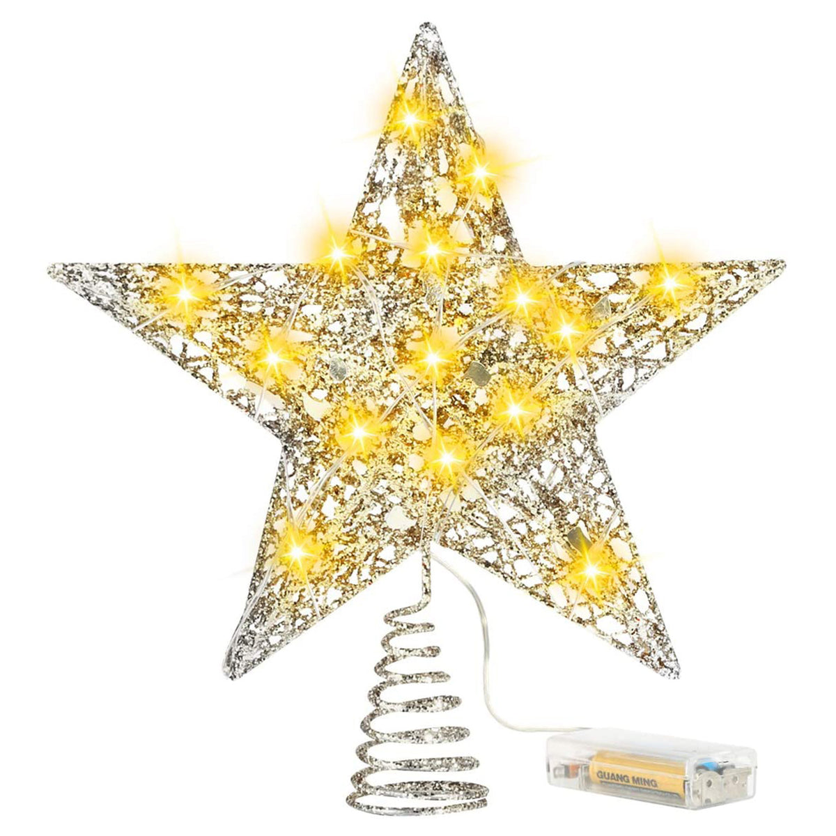 Weihnachtsbaum-Spitzenstern mit LED-Lichterkette