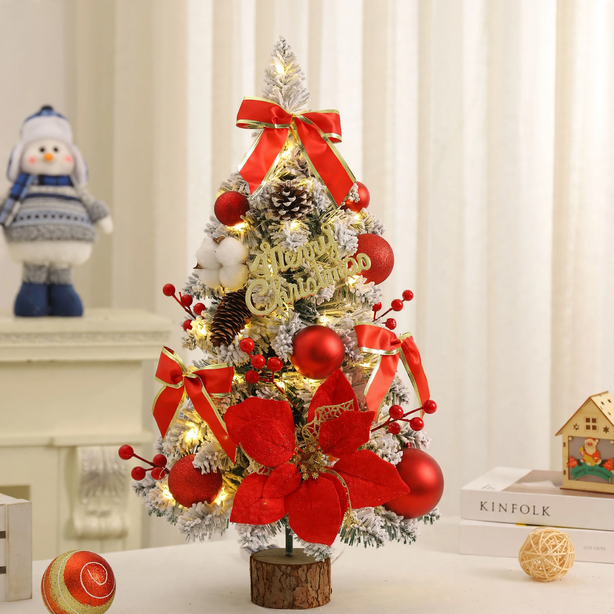 Mini-Weihnachtsbaum mit beflockten Zweigen, 45-75 cm