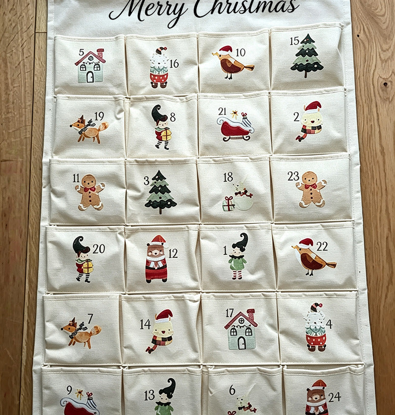 Weihnachts-Adventskalender aus Stoff zum Aufhängen