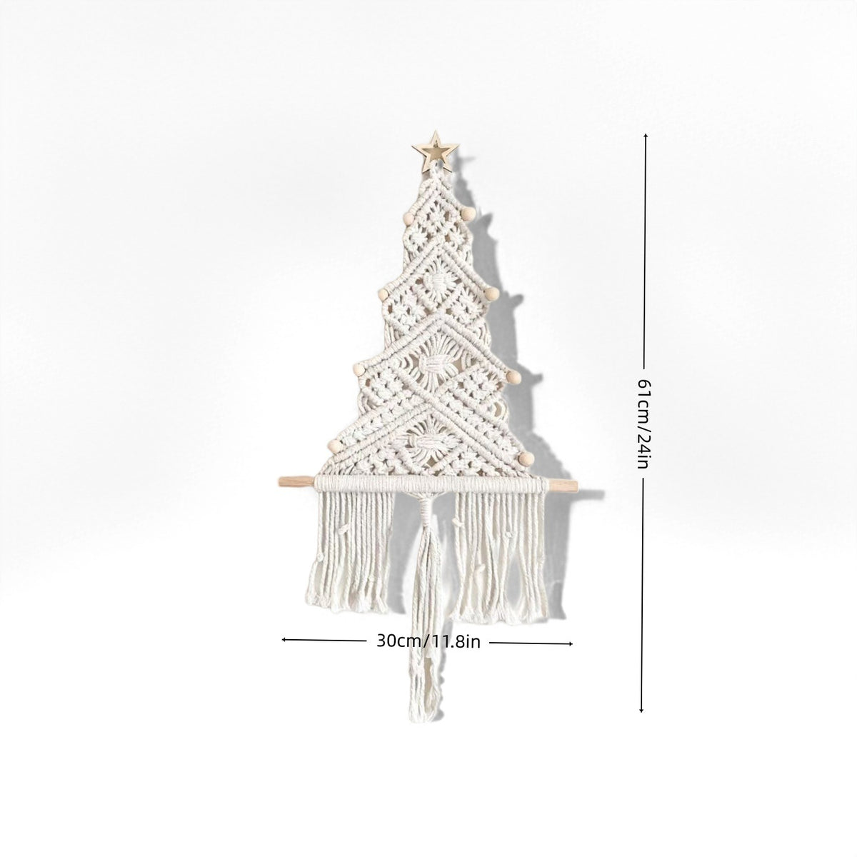Handgefertir Weihnachtsbaum-Wandbehang aus Baumwollseil