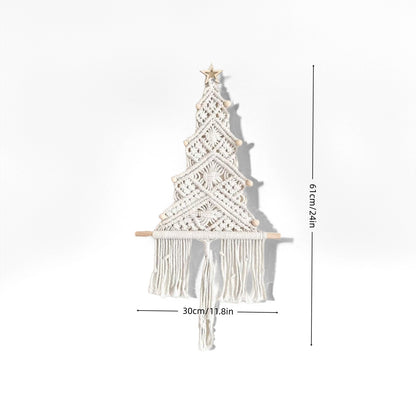 Handgefertir Weihnachtsbaum-Wandbehang aus Baumwollseil