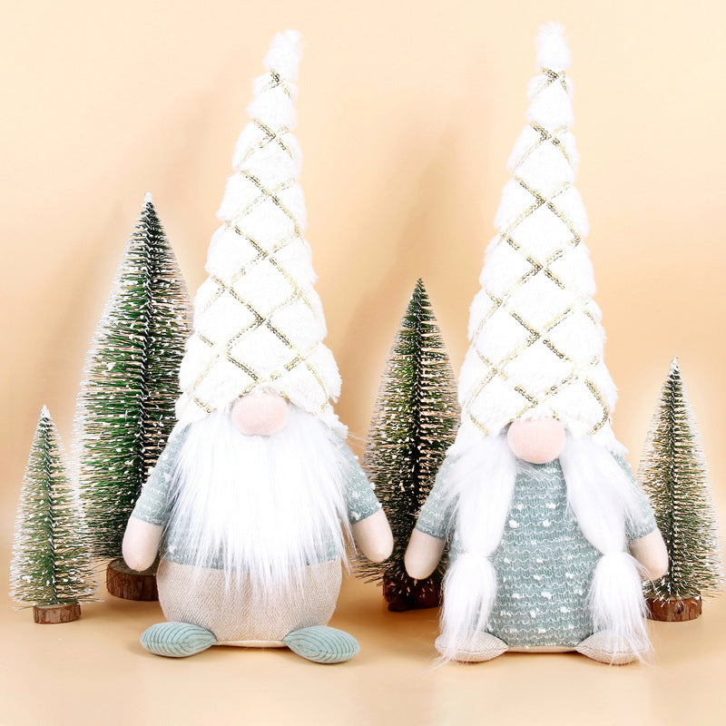 Weihnachts-Wichtelfigur, 44 cm, sitzend mit Pailletten