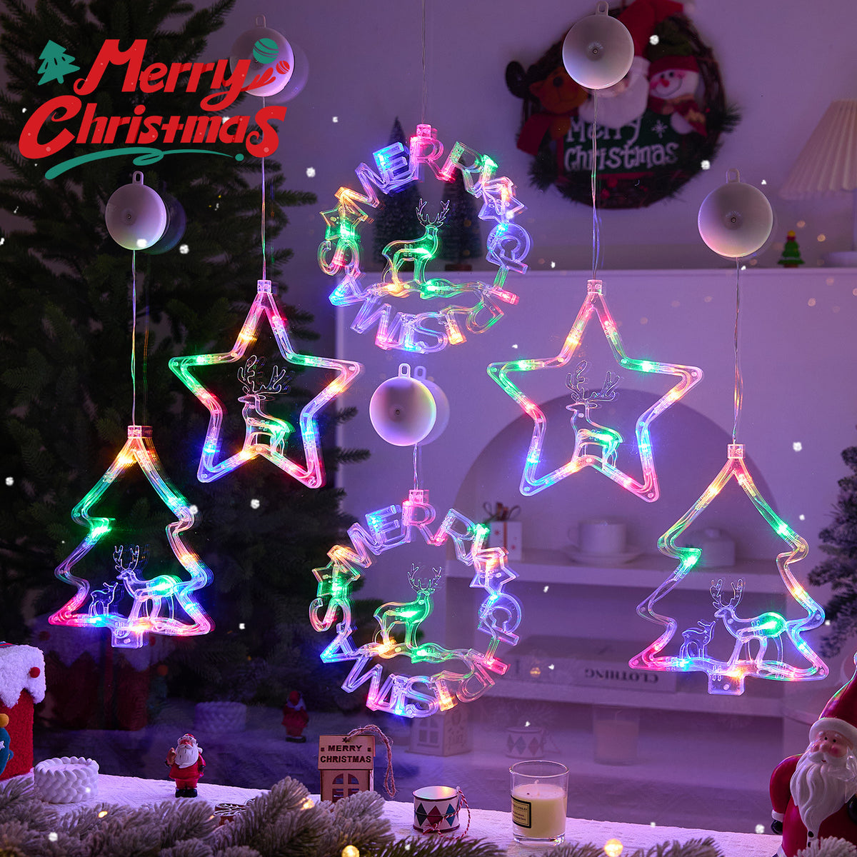 LED-Weihnachts-Sauglicht für Fenster und Glas