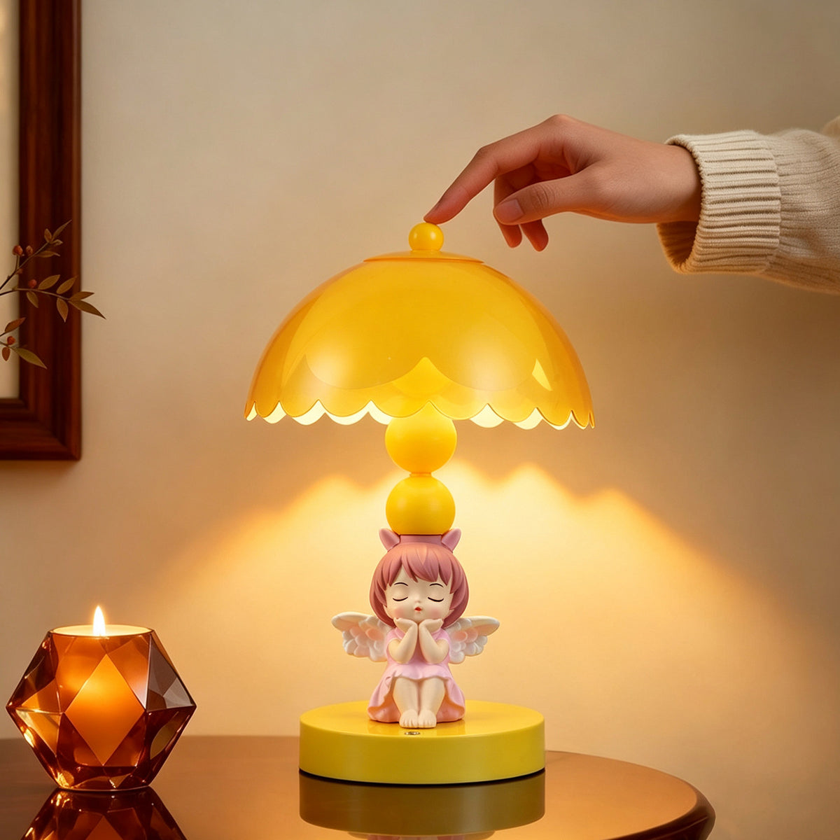 Engel-Tischlampe mit Farbwechsel