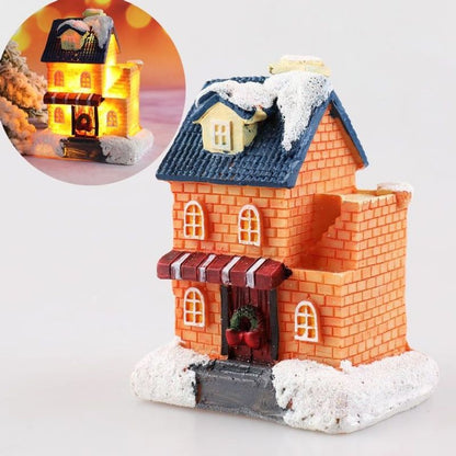 Beleuchtetes Weihnachtshaus aus Kunstharz